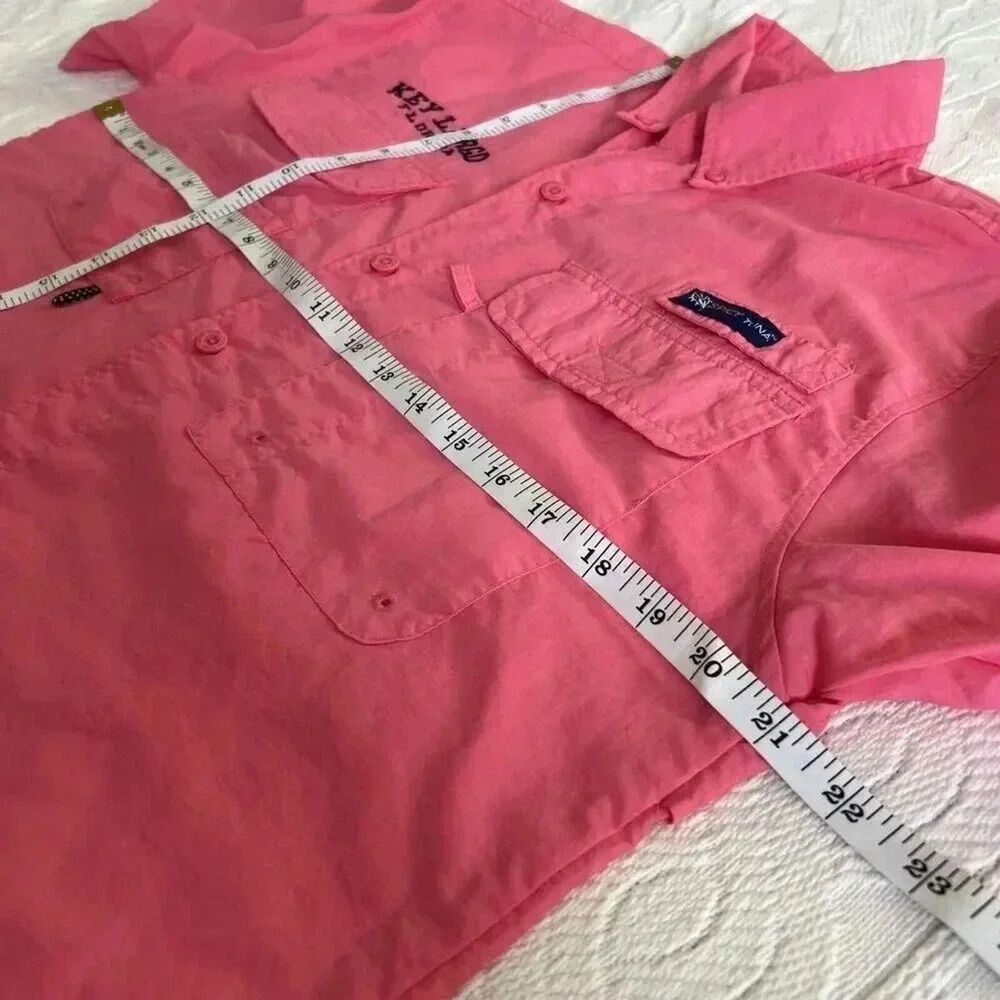 Key Largo Florida Marlin Spicy Tuna Fishing Button Up Embroidered Shirt Mens Med - Picture 6 of 15
